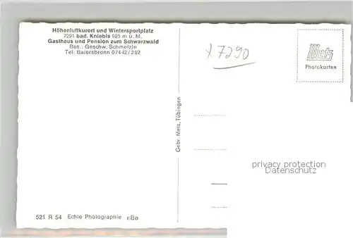 AK / Ansichtskarte Kniebis_Freudenstadt Gasthaus Pension zum Schwarzwald im Winter Kniebis_Freudenstadt