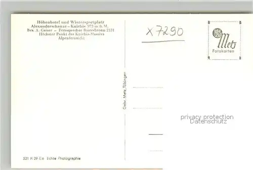 AK / Ansichtskarte Kniebis_Freudenstadt H?henhotel Alexanderschanze Passh?he Schwarzwaldhochstrasse Kniebis_Freudenstadt