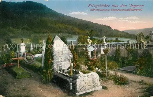 AK / Ansichtskarte Vogesen_Vosges_Region Kuenstlerisches Schneeschuhlaeufergrab Vogesen_Vosges_Region