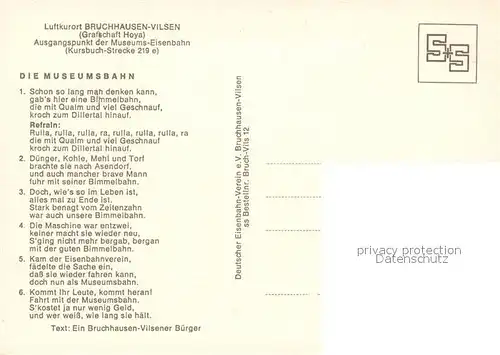 AK / Ansichtskarte Bruchhausen Vilsen Freibad Muehlrad Museumsbah Bruchhausen Vilsen