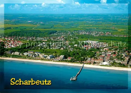 AK / Ansichtskarte Scharbeutz_Ostseebad Fliegeraufnahme mit Strand Scharbeutz_Ostseebad