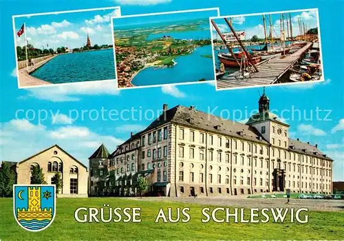 AK / Ansichtskarte Schleswig_Schlei Fliegeraufnahme Hafen Schloss Schleswig_Schlei
