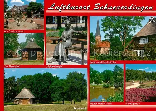 AK / Ansichtskarte Schneverdingen Heidekoenigin Heidegarten Stadtbrunnen De Theeshof Schaffstall Schneverdingen