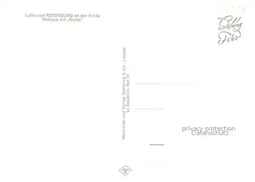 AK / Ansichtskarte Rotenburg_Fulda Rathaus mit Kump Brunnen Rotenburg Fulda
