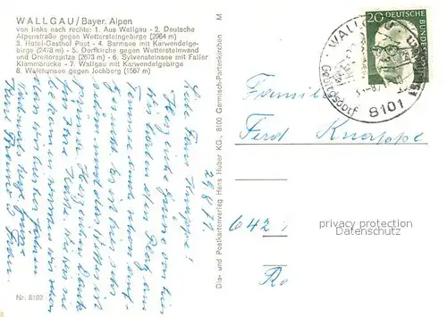 AK / Ansichtskarte Wallgau Kirche Alpen Gasthof Post Barmsee  Wallgau