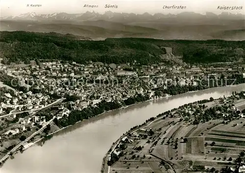 AK / Ansichtskarte Waldshut Tiengen Fliegeraufnahme Rhein mit Alpen Waldshut Tiengen