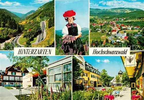 AK / Ansichtskarte Hinterzarten Frau in Tracht Kirchenpartie Hinterzarten