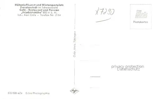 AK / Ansichtskarte Freudenstadt Cafe Restaurant Pension Friedrichshoehe Aussichtsturm Kurort Schwarzwald Freudenstadt