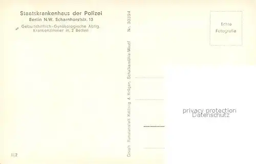 AK / Ansichtskarte Berlin Staatskrankenhaus der Polizei Krankenzimmer Berlin