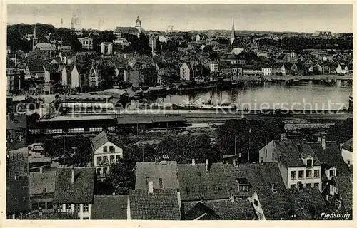 AK / Ansichtskarte Flensburg Stadtpanorama Eisenbahn Hafen Bucht Flensburg