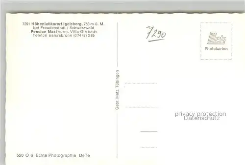 AK / Ansichtskarte Igelsberg Pension Mast Kurort Wintersportplatz im Schwarzwald Igelsberg