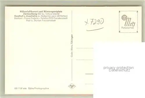 AK / Ansichtskarte Zwieselberg_Freudenstadt Gasthof Pension Auerhahn Kurort Wintersportplatz im Schwarzwald Zwieselberg_Freudenstadt