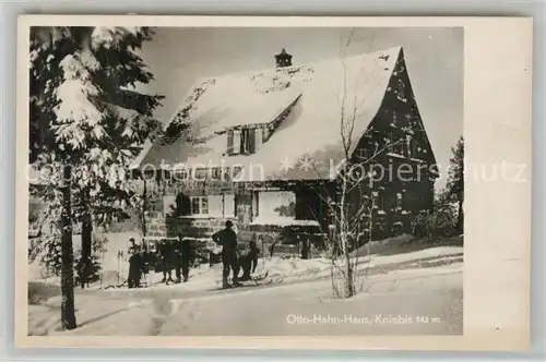 AK / Ansichtskarte Kniebis_Freudenstadt Otto Hahn Haus Skifahrer Kurort Wintersportplatz Schwarzwald Kniebis_Freudenstadt
