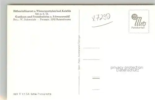 AK / Ansichtskarte Kniebis_Freudenstadt Gasthaus Fremdenheim zum Schwarzwald Kniebis_Freudenstadt