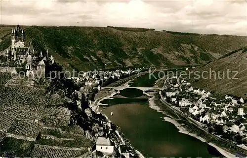 AK / Ansichtskarte Cochem_Mosel Moselpartie Fliegeraufnahme Cochem Mosel