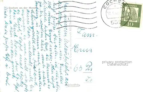 AK / Ansichtskarte Cochem_Mosel Moselpartie Fliegeraufnahme Cochem Mosel