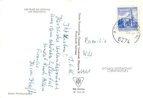 AK / Ansichtskarte Aschau_Zillertal mit Distelberg Aschau_Zillertal