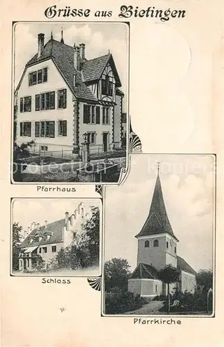 AK / Ansichtskarte Bietingen_Gottmadingen Pfarrhaus Kirche Schloss  Bietingen Gottmadingen