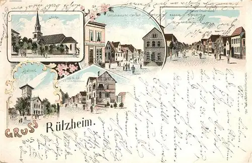 AK / Ansichtskarte Ruelzheim Kirche Post Bahnhof Ruelzheim