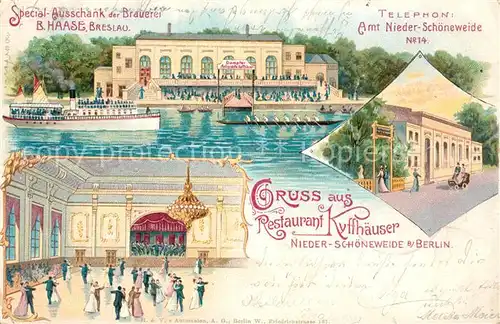 AK / Ansichtskarte Niederschoenweide_Berlin Restaurant Kyffhaeuser Dampfer Niederschoenweide Berlin