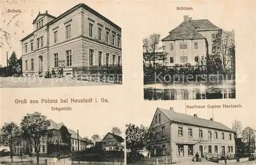 AK / Ansichtskarte Polenz_Neustadt Schloss Kaufhaus Gustav Hantzsch Erbgeric ht  Polenz_Neustadt