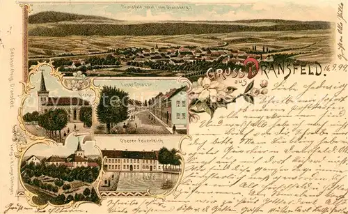 AK / Ansichtskarte Dransfeld Oberer Feuerteich Lange Strasse Kirche  Dransfeld