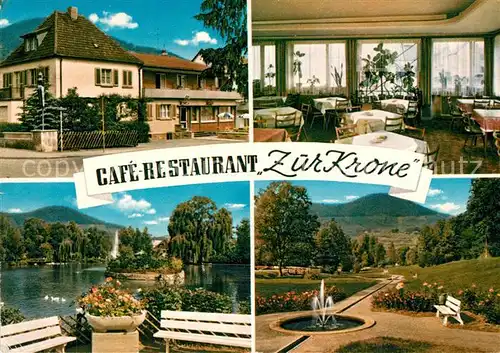 AK / Ansichtskarte Annweiler_Trifels Cafe Restaurant Zur Krone Park Weiher Annweiler_Trifels