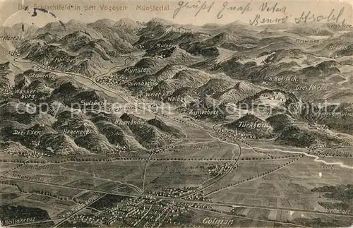 AK / Ansichtskarte Colmar_Haut_Rhin_Elsass Panoramakarte mit Muenstertal Colmar_Haut_Rhin_Elsass