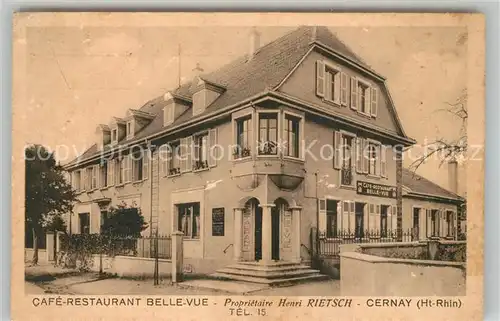 AK / Ansichtskarte Cernay_Elsass Cafe Restaurant Belle Vue Cernay Elsass