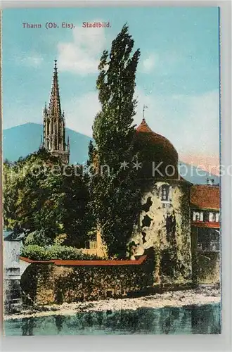 AK / Ansichtskarte Thann_Haut_Rhin_Elsass Stadtbild Kirchturm Thann_Haut_Rhin_Elsass