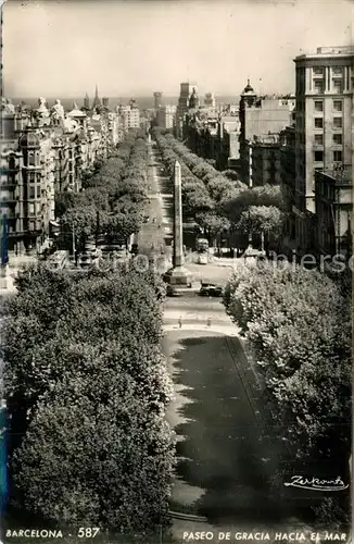 AK / Ansichtskarte Barcelona_Cataluna Pseo de Gracia Hacia el Mar Barcelona Cataluna