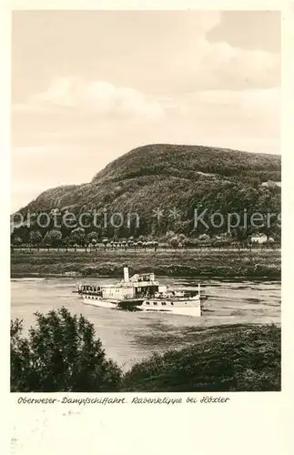 AK / Ansichtskarte Hoexter_Weser Rabenklippe mit Dampfschiff Hoexter Weser