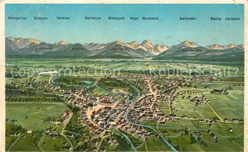 AK / Ansichtskarte Bad_Aibling Vogelschau mit Alpen Bad_Aibling