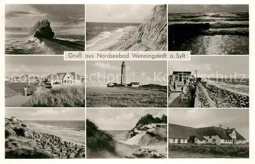 AK / Ansichtskarte Wenningstedt_Sylt Strand Steilkueste Leuchtturm Wenningstedt_Sylt