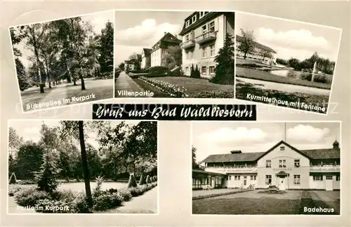 AK / Ansichtskarte Bad_Waldliesborn Kurpark Villenpartie Kurpark Kurmittelhaus Bad_Waldliesborn