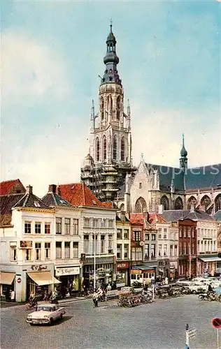 AK / Ansichtskarte Breda_Noord Brabant Grote Markt met Kerk Breda Noord Brabant