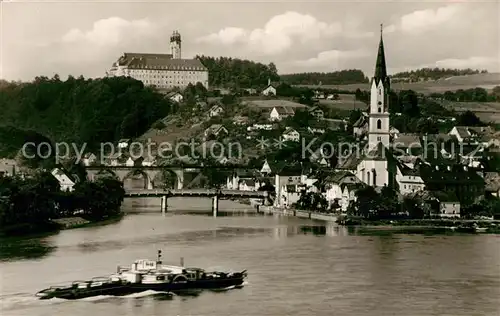 AK / Ansichtskarte Vilshofen_Donau Fliegeraufnahme mit Kloster und Schweiklberg Vilshofen Donau