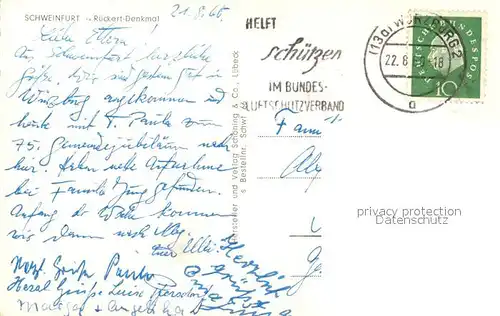 AK / Ansichtskarte Schweinfurt Rueckert Denkmal Schweinfurt