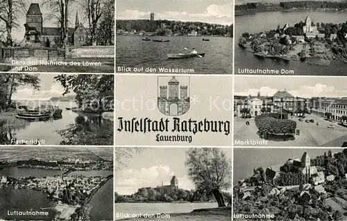 AK / Ansichtskarte Ratzeburg Wasserturm Dom Fliegeraufnahme Denkmal Heinrichs des Loewen  Ratzeburg