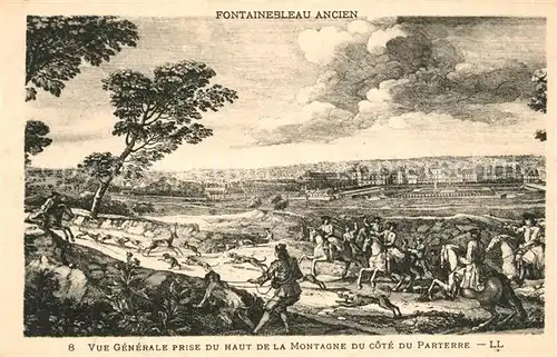 AK / Ansichtskarte Fontainebleau_Seine_et_Marne Stich Jagd Fontainebleau_Seine