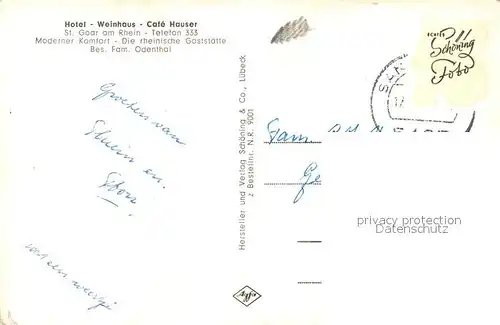 AK / Ansichtskarte St_Goar Hotel Weinhaus Cafe Hauser St_Goar