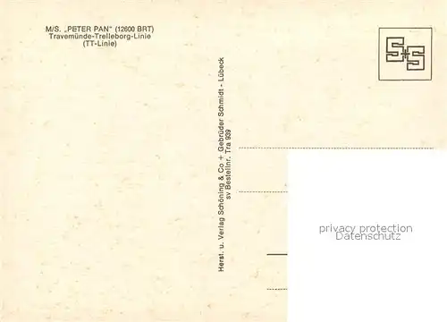 AK / Ansichtskarte Schiffe_Ships_Navires M S Peter Pan TT Linie  Schiffe_Ships_Navires