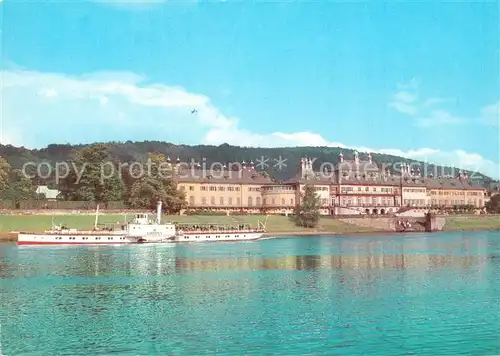 AK / Ansichtskarte Dampfer_Seitenrad Krippen Dresden Pillnitz Wasserpalais  Dampfer Seitenrad