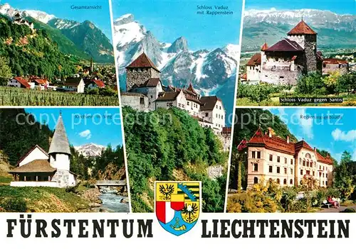 AK / Ansichtskarte Liechtenstein  Schloss Vaduz Rappenstein Kirchlein im Steg Regierungsgebaeude Liechtenstein 