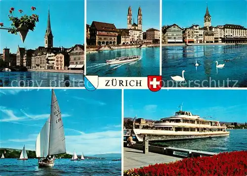 AK / Ansichtskarte Motorschiffe Helvetia Zuerich Fraumuenster Zunfthaus zur Meise Segelschiffe  Motorschiffe