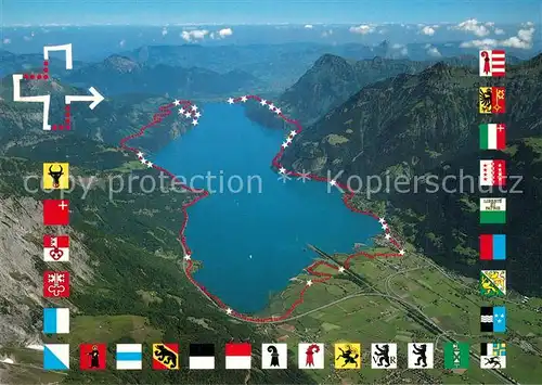 AK / Ansichtskarte Wappen Weg der Schweiz Fliegeraufnahme Wappen