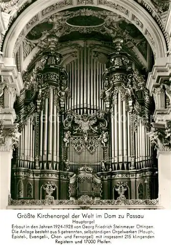 AK / Ansichtskarte Kirchenorgel Dom Passau Kirchenorgel