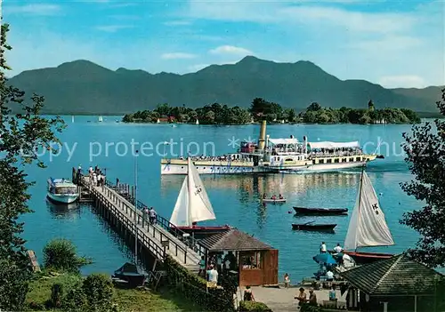 AK / Ansichtskarte Dampfer_Seitenrad Chiemsee Fraueninsel  Dampfer Seitenrad