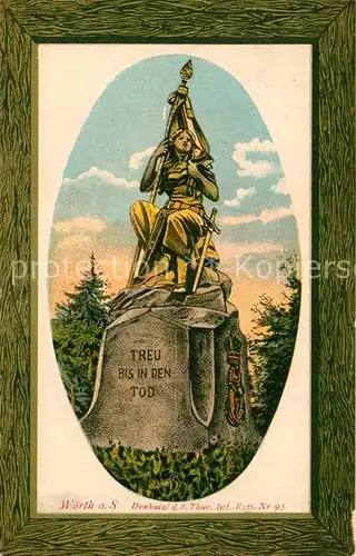 AK / Ansichtskarte Woerth_Sauer Denkmal des 6. Thuer. Inf. Rgts. Nr. 93 Litho Bilderrahmen Woerth Sauer