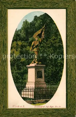 AK / Ansichtskarte Woerth_Sauer Denkmal des Inf. Rgts. Nr. 88 Litho Bilderrahmen Woerth Sauer